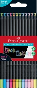 CREIOANE COLORATE 12 CULORI PASTEL+ NEON BLACK EDITION FABER-CASTELL – poza 1