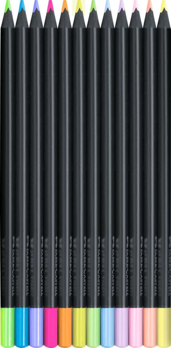 CREIOANE COLORATE 12 CULORI PASTEL+ NEON BLACK EDITION FABER-CASTELL – poza 2