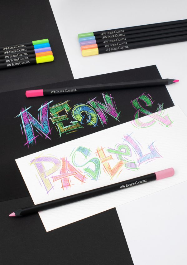 CREIOANE COLORATE 12 CULORI PASTEL+ NEON BLACK EDITION FABER-CASTELL – poza 3