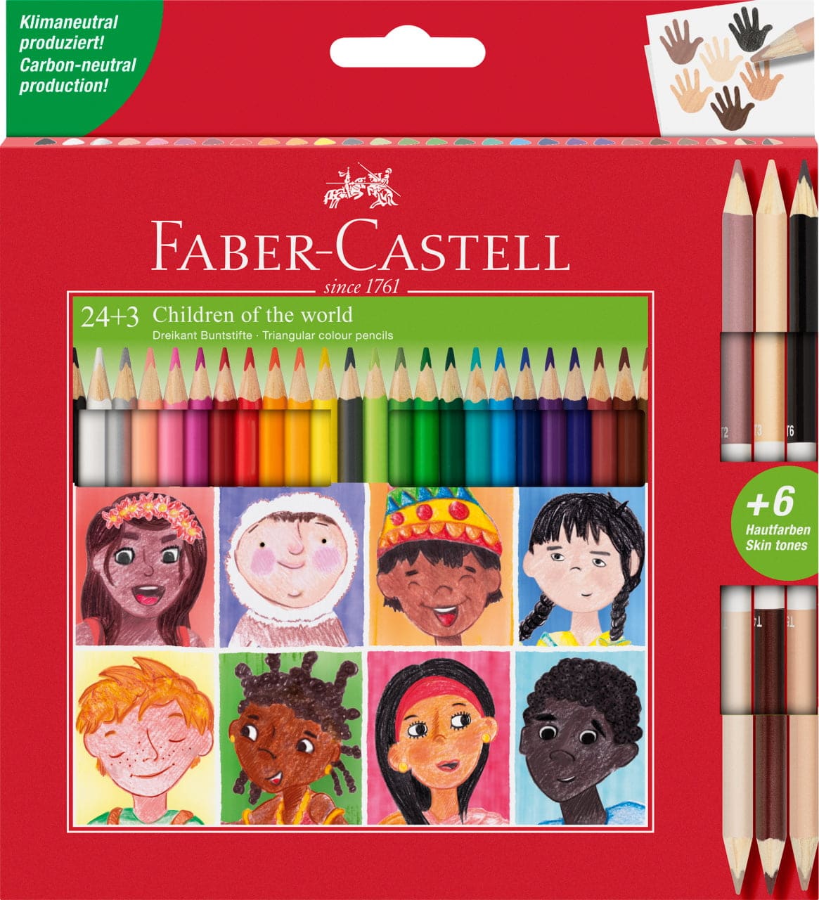 CREIOANE COLORATE 24+3 CR. BICOLORE PIELE CHILDREN OF THE WORLD FABER-CASTELL – poza 1