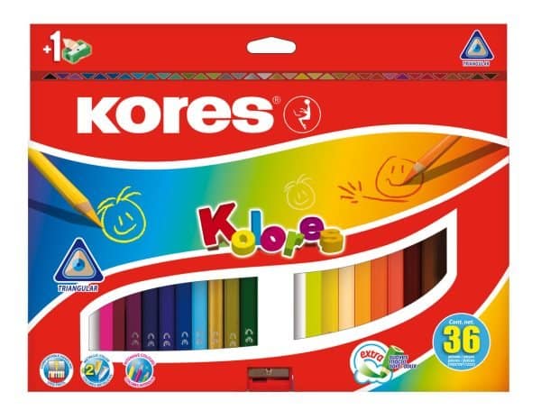 CREIOANE COLORATE 36 CULORI + ASCUTITOARE TRIUNGHIULARE KORES – poza 1
