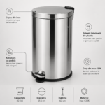 Cos de gunoi inox cu pedala 40 litri – poza 5