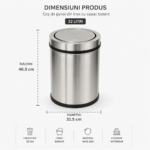 Cos de gunoi din inox cu capac batant 32 litri – poza 3