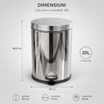 Cos de gunoi inox cu pedala 20 litri – poza 3
