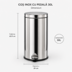 Cos de gunoi inox cu pedala 30 litri – poza 3