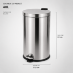 Cos de gunoi inox cu pedala 40 litri – poza 4