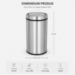 Cos de gunoi din inox cu capac batant 45 litri – poza 3