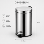 Cos de gunoi inox cu pedala 16 litri – poza 4