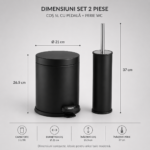Set de 2 piese din inox colorat pentru baie - Negru – poza 3