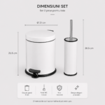 Set de 2 piese din inox colorat pentru baie - Alb – poza 3