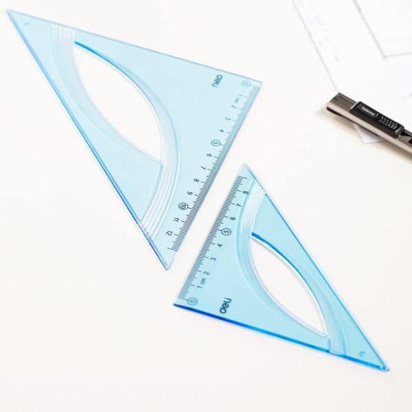 ECHER 12CM 45GRADE ALBASTRU TRANSPARENT DELI – poza 5