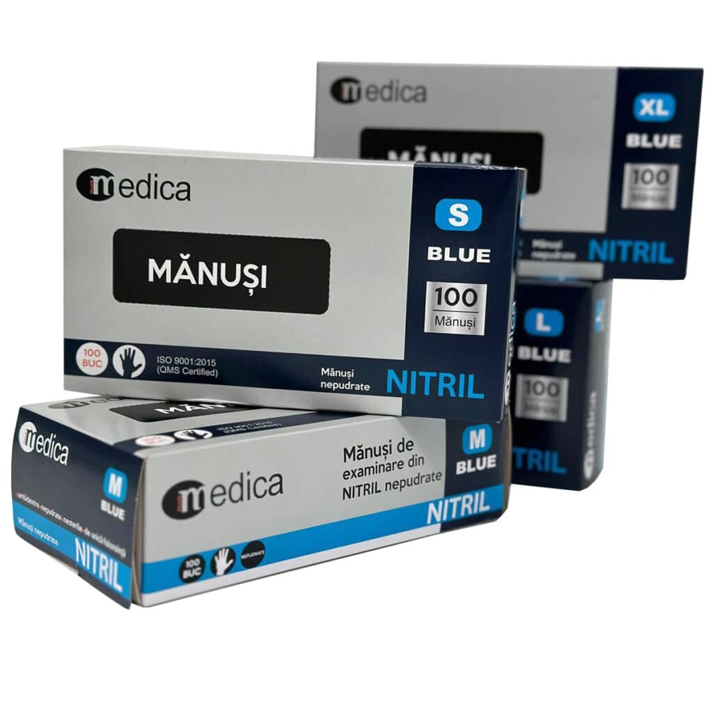 Manusi nitril albastre rezistente 100 buc/cutie - L – poza 1