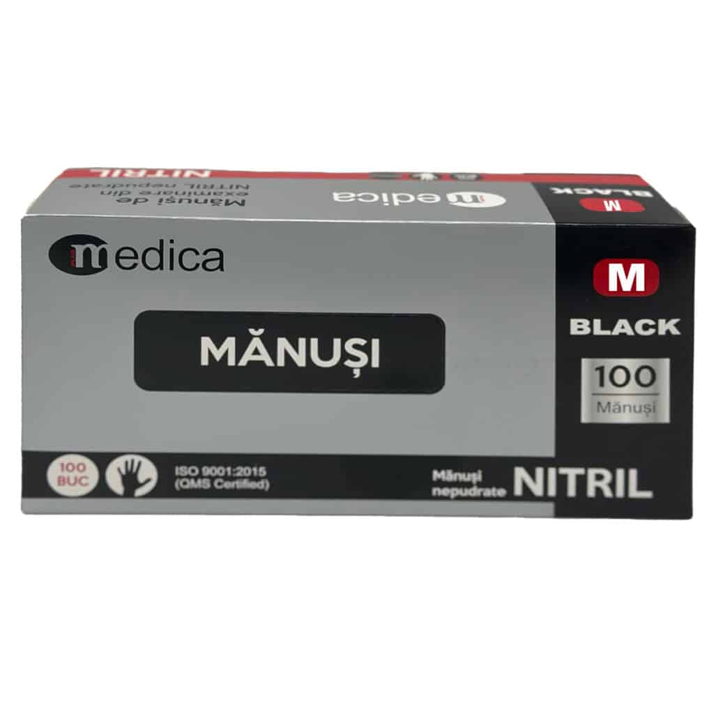 Manusi nitril negre rezistente 100buc/cutie - M – poza 1