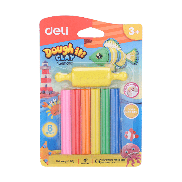 PLASTILINA 6 CULORI 60G + FORMA MODELAJ DELI – poza 1