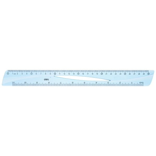 RIGLA 30CM ALBASTRA TRANSPARENTA DELI – poza 1