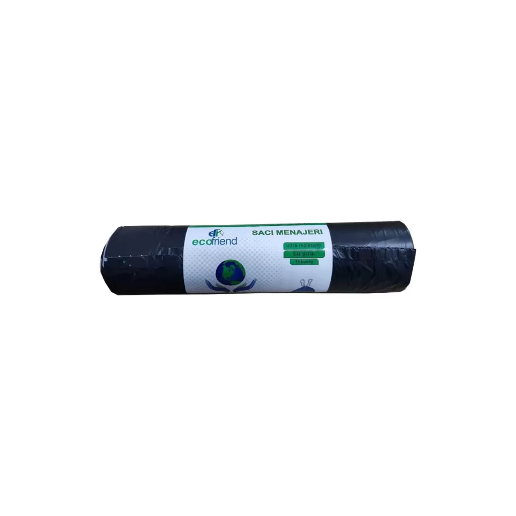 Saci menaj ultrarezistenti 35L negru cu snur 15 buc/rola – poza 1
