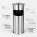 Scrumiera exterioara tip turn din inox Ø22 cm – poza 3