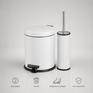 Set de 2 piese din inox colorat pentru baie - Alb – poza 1