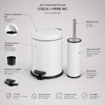 Set de 2 piese din inox colorat pentru baie - Alb – poza 4