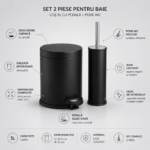Set de 2 piese din inox colorat pentru baie - Negru – poza 4