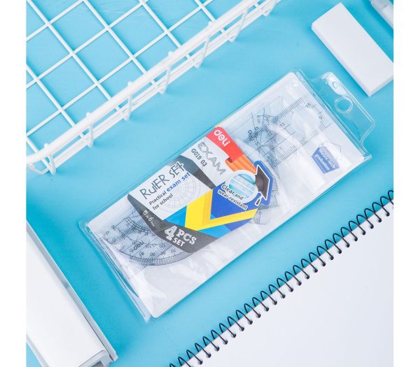 SET GEOMETRIE 4 PIESE CUTIE PLASTIC G01903 DELI – poza 4