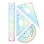 SET GEOMETRIE 4 PIESE MULTICOLOR (RIG.15CM, ECH*2, RAP) DELI – poza 1