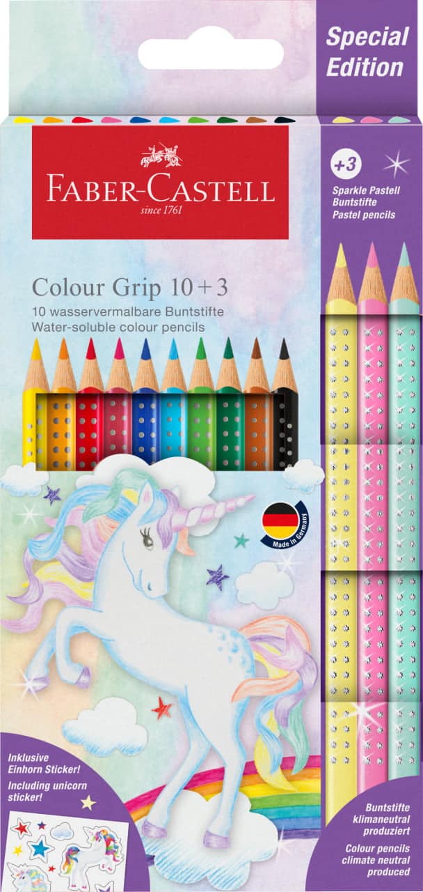 SET PROMO CREIOANE COLORATE 10+3 CULORI GRIP 2001 UNICORNI FABER-CASTELL – poza 1