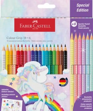 SET PROMO CREIOANE COLORATE 18+6 CULORI GRIP 2001 UNICORNI FABER-CASTELL – poza 1