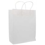 Sacose hartie, netiparite, albe, cu maner rasucit, 250 x 110 x 320 mm – poza 1
