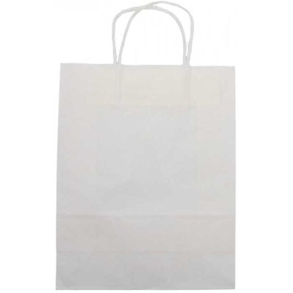 Sacose hartie, netiparite, albe, cu maner rasucit, 250 x 110 x 320 mm – poza 3