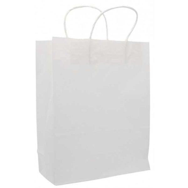 Sacose hartie, netiparite, albe, cu maner rasucit, 250 x 110 x 320 mm – poza 1