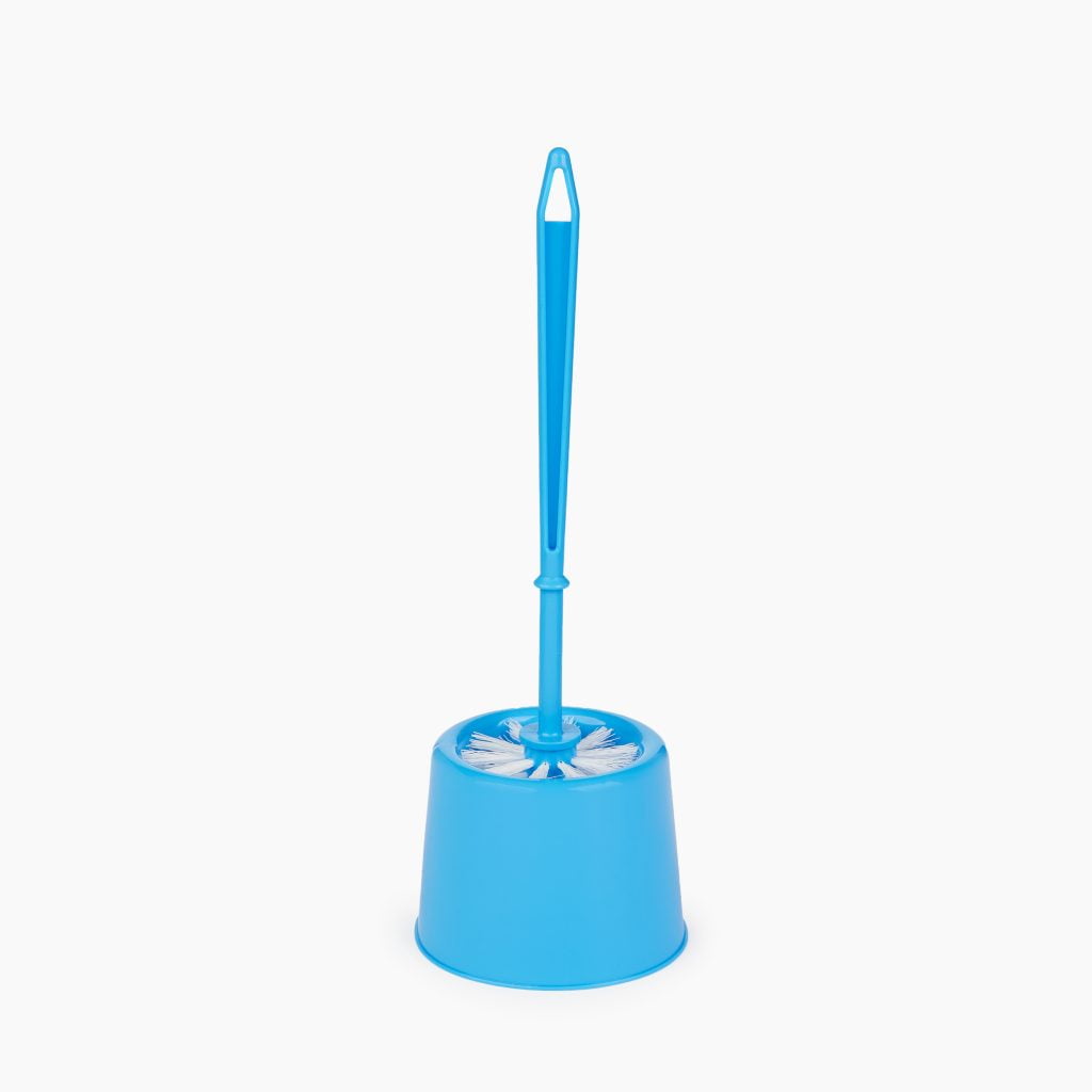 Set WC Toaleta Plastic Rotund, Suport + Perie cu Peri Scurti 2 cm Lion Bleu – poza 1