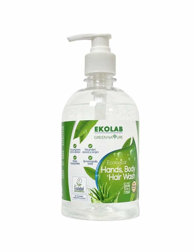 Gel de maini si corp mixt ecologic 3 in 1 cu pompita 500 ml Ekolab Green Nature – poza 1