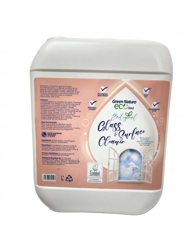 Detergent ecologic pentru geamuri și suprafețe din sticlă bidon 5 litri Green Nature Eco Line – poza 1