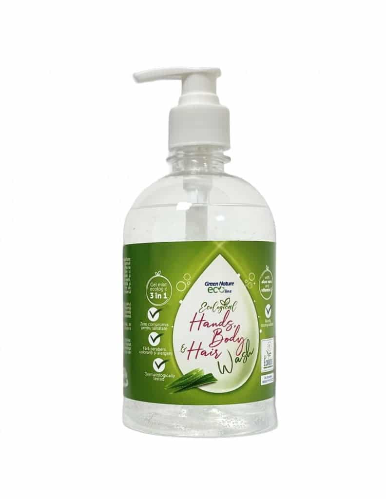 Gel de maini si corp mixt ecologic 3 in 1 flacon cu pompita 500 ml Green Nature – poza 1