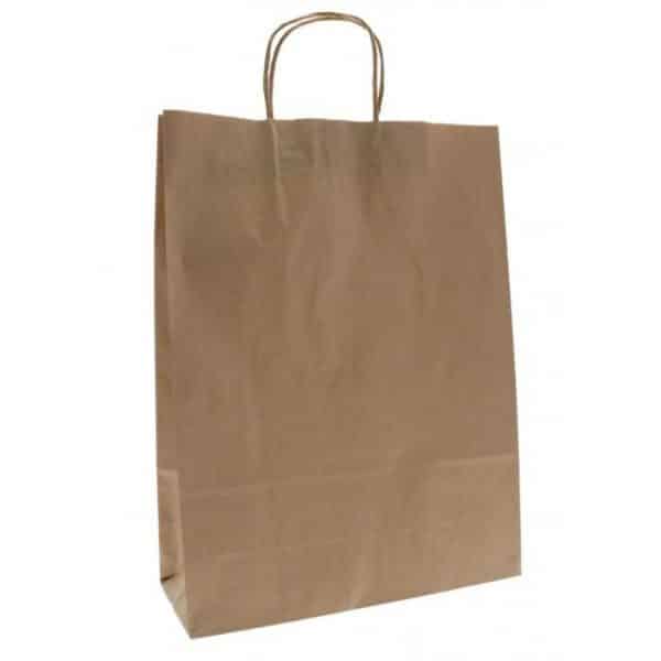 Sacose hartie, netiparite, kraft natur, cu maner rasucit, 310 x 120 x 400 mm – poza 1