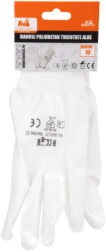 Manusi poliuretan tricotate marime 10/M Alb – poza 2