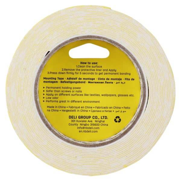 BANDA DUBLU ADEZIVA ALBA 5M*25.4MM DELI – poza 3
