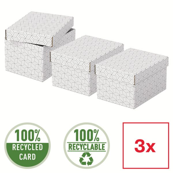 CUTIE DEPOZITARE CU CAPAC 25*20*15CM ALBA RECYCLED ESSELTE – poza 3