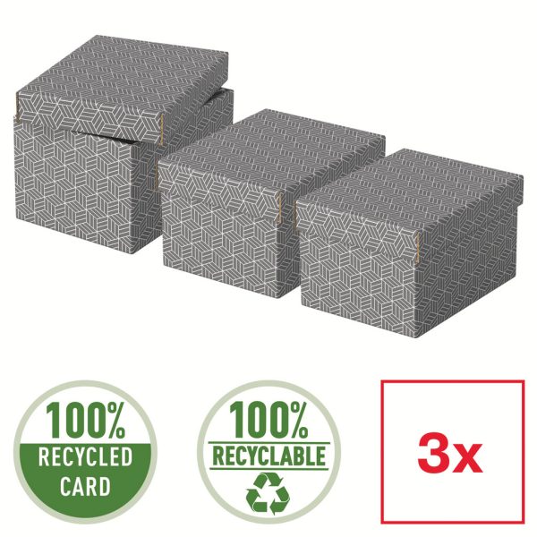CUTIE DEPOZITARE CU CAPAC 25*20*15CM GRI RECYCLED ESSELTE – poza 3