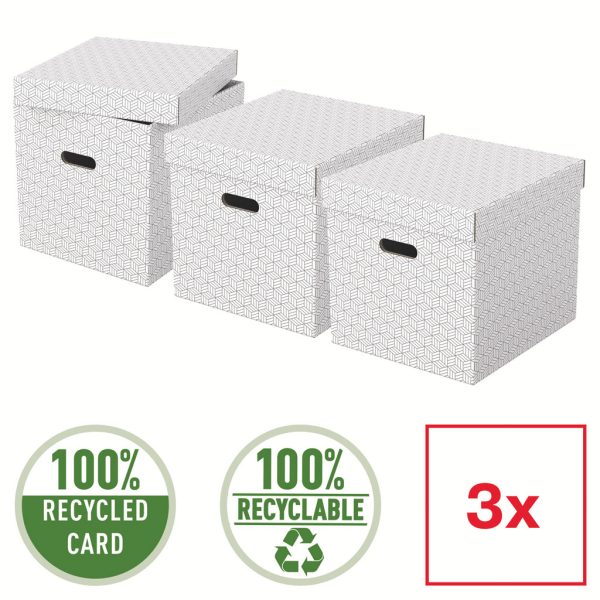 CUTIE DEPOZITARE CU CAPAC 36*32*31CM ALBA RECYCLED FSC 3/SET ESSELTE – poza 2