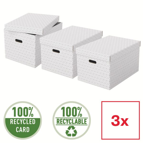 CUTIE DEPOZITARE CU CAPAC 51*35*30CM ALBA RECYCLED FSC 3/SET ESSELTE – poza 2