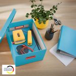 CUTIE DEPOZITARE CU CAPAC SI MANER PLIABILA ALBASTRU CELEST COSY LEITZ – poza 2