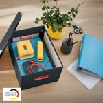 CUTIE DEPOZITARE CU CAPAC SI MANER PLIABILA GRI ANTRACIT COSY LEITZ – poza 2