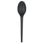 Set tacamuri din CPLA ambalate in PLA, negre, UNIS-L, lingura + servetel /50 5/BX – poza 3