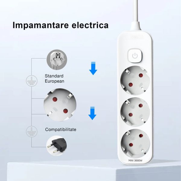 PRELUNGITOR 5M 3 PRIZE PROTECTIE COPII + INTRERUPATOR DELI – poza 3