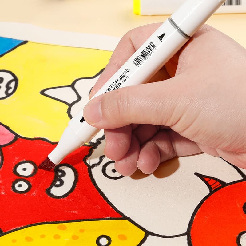 SET 48 MARKERE SKETCHING VARF DUBLU ROTUND 1MM/TESIT 7MM CUT PLASTIC COLOR EMOTION DELI – poza 2