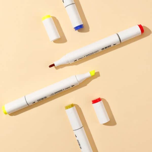 SET 48 MARKERE SKETCHING VARF DUBLU ROTUND 1MM/TESIT 7MM CUT PLASTIC COLOR EMOTION DELI – poza 5