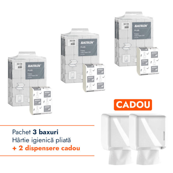 Pachet Hartie igienica pliata + Dispenser Alb CADOU – poza 1