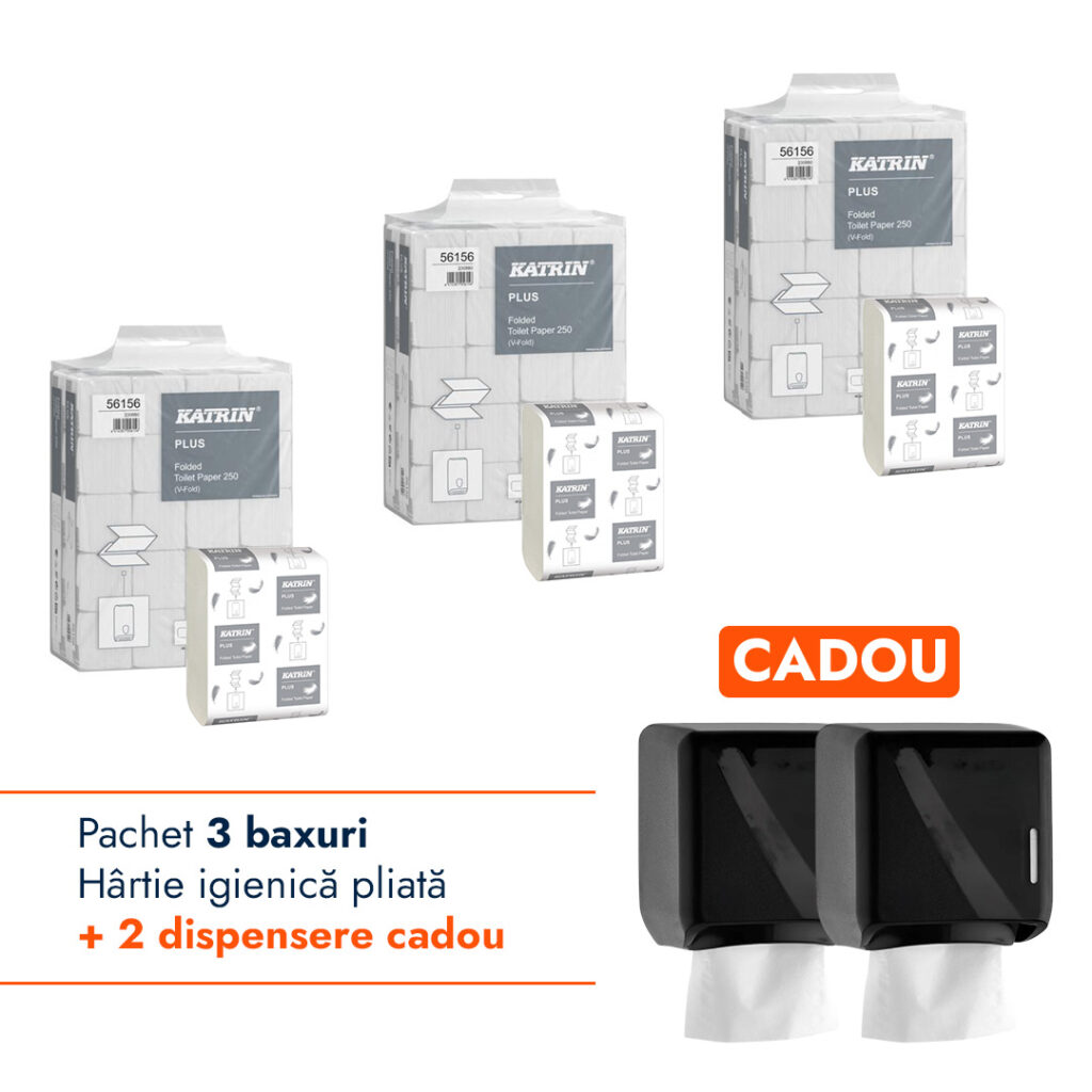 Pachet Hartie igienica pliata + Dispenser Negru CADOU – poza 1